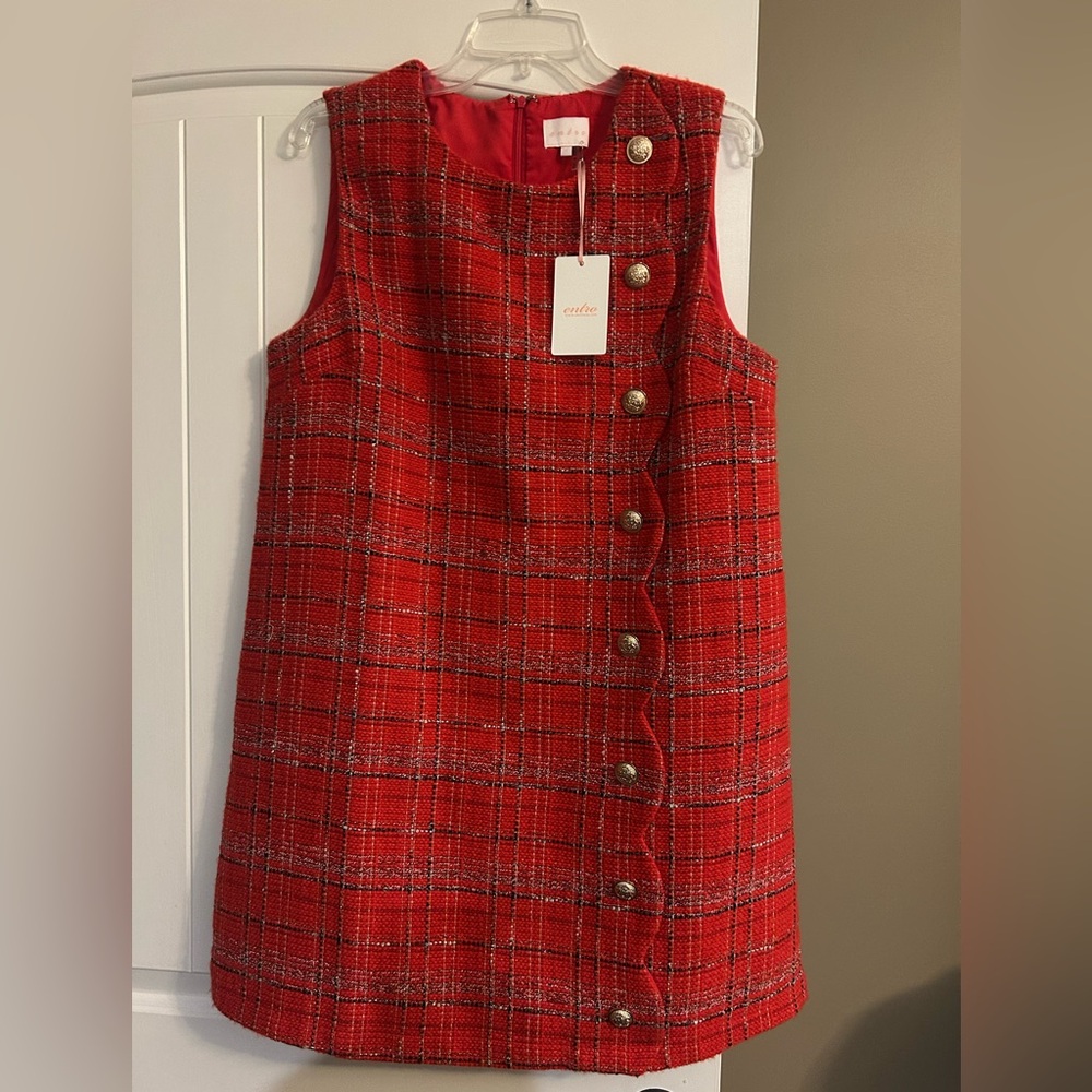 Entro Red Plaid Formal Dress